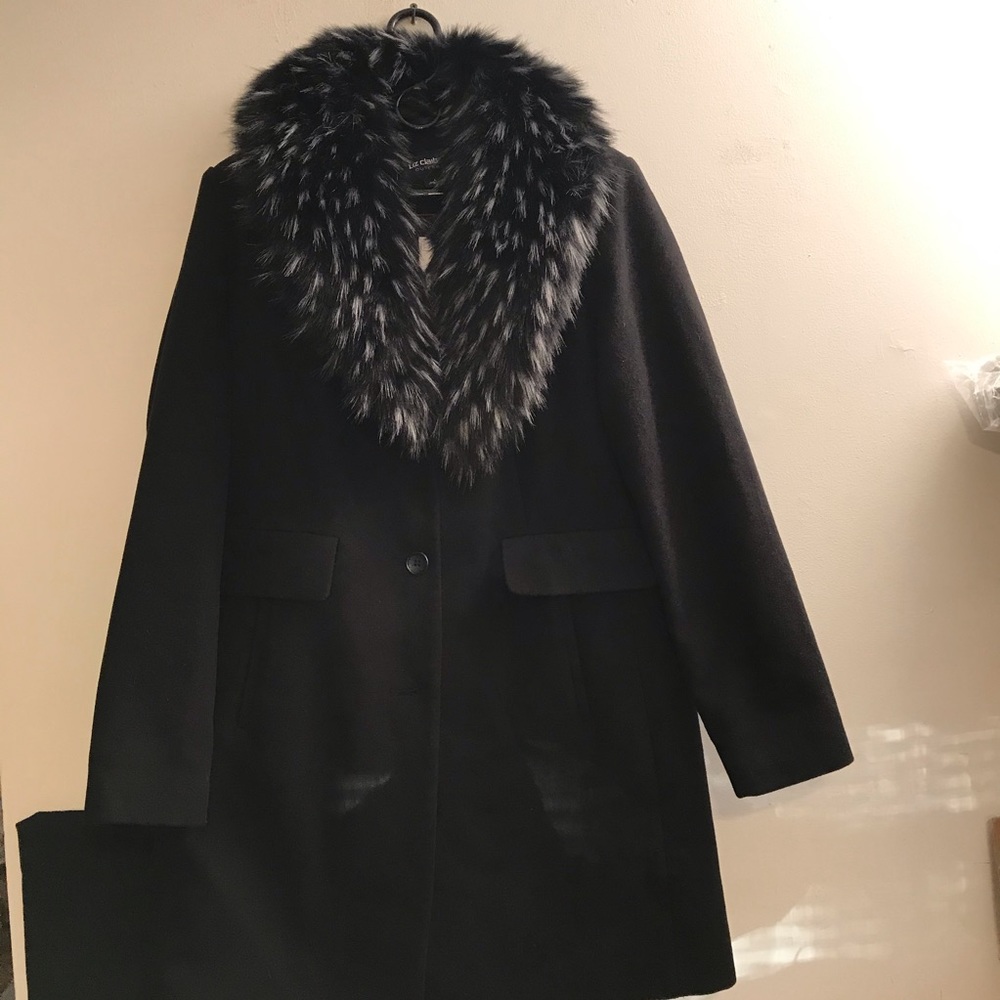 NEW LIZ CLAIBORNE COAT W/DETACHABLE COLLAR LARGE